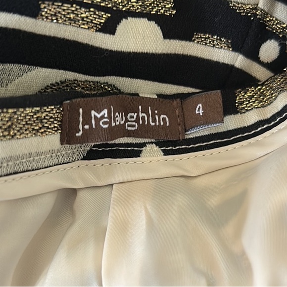 J. McLaughlin Sydney Black & Metallic Gold Geometric Print Pants - 4 - Picture 8 of 11